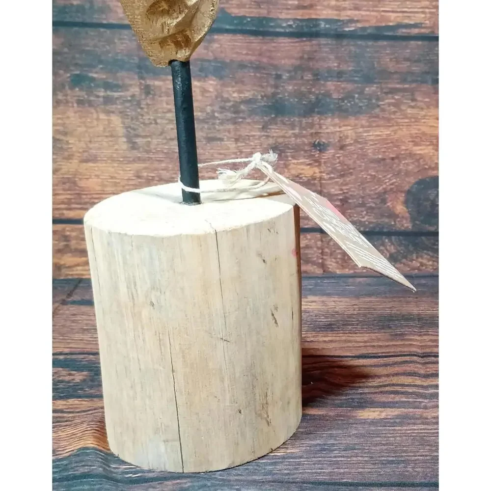Hand Carved Wooden Heart‎ Sculpture with Base